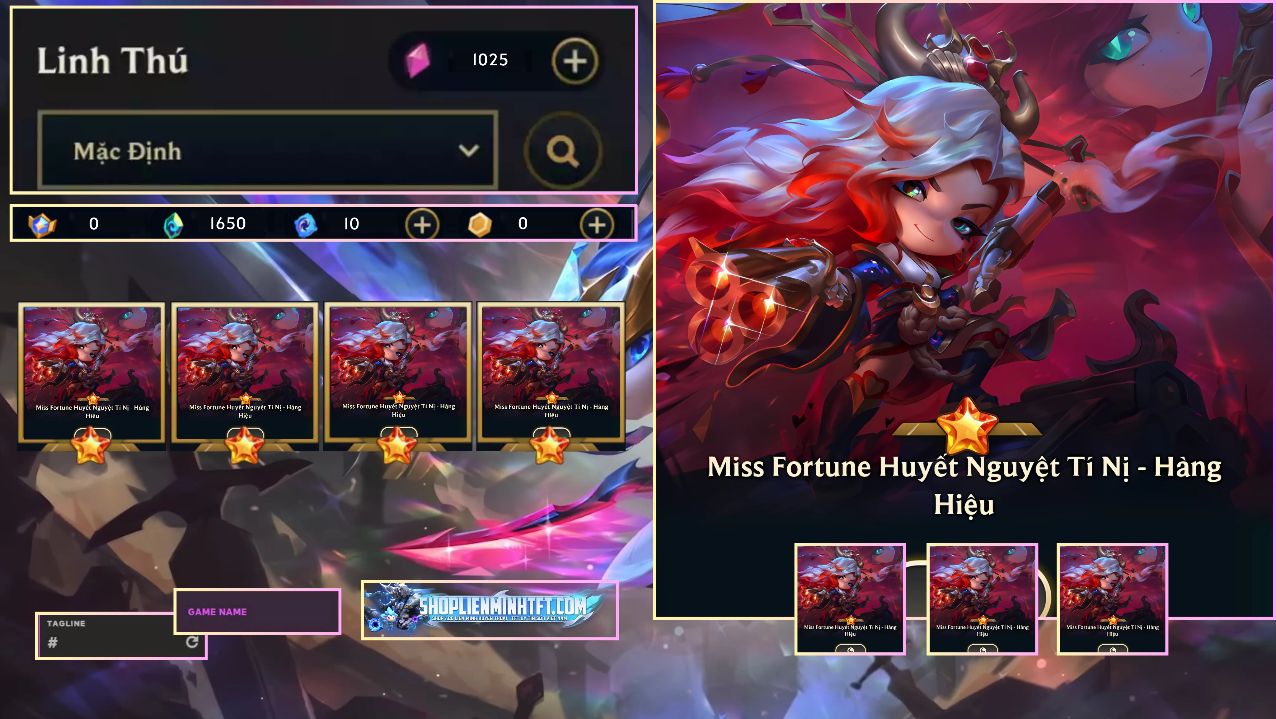 MISS FORtune HUYẾT NGUYỆT TÍ NỊ HÀNG HIỆU CLONE